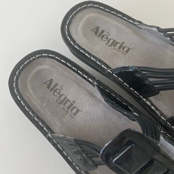 Alegria PIS-101 'Pisa' Black Patent Sandal SZ 37 Comfort Strappy - Picture 7 of 8